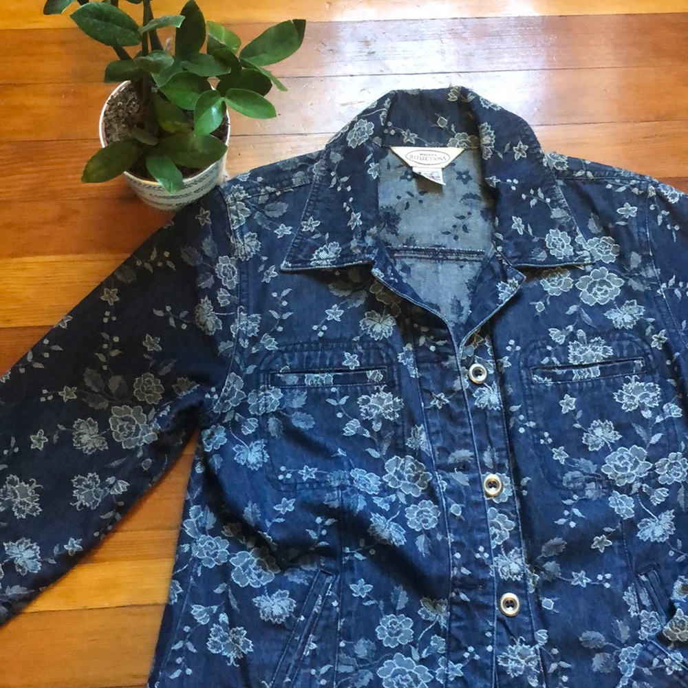 Floral print denim blazer/ jacket
